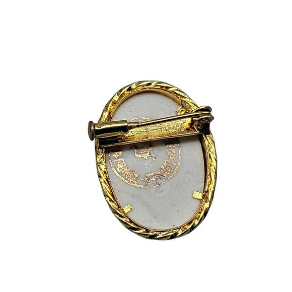 Limoges France Porcelain Brooch Antique Sisters Enamel Design Gold Tone Frame - Picture 7 of 8